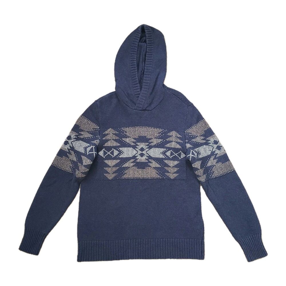 American Eagle Aztec Super Soft Size Small Mens Blue Hoodie Southwestern
